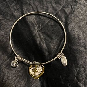 Cross Charm Expandable Bangle Bracelet